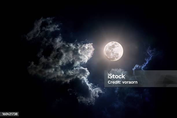 Moon On Cloudy Day Stock Photo - Download Image Now - Moon, Moon Surface, Night