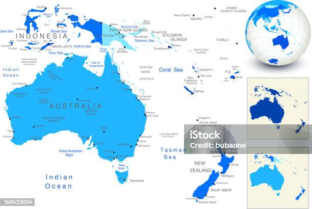 Australia Mappa Del Mondo Con Blu E La Campagna Evidenzia - Immagini vettoriali stock e altre immagini di Australia