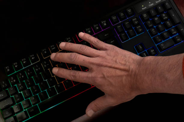istock Black gaming keyboard - gamer 1604232166