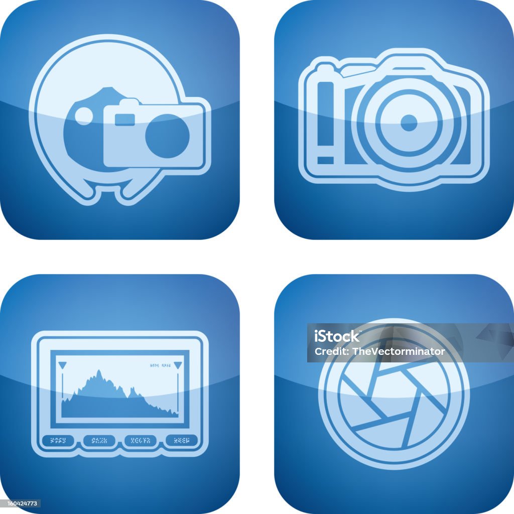 Conjunto de iconos de fotografía - arte vectorial de Azul libre de derechos