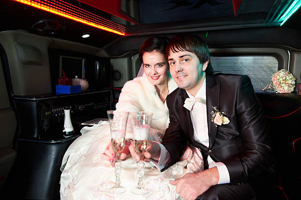 istock Bride and groom with champagne 160426628