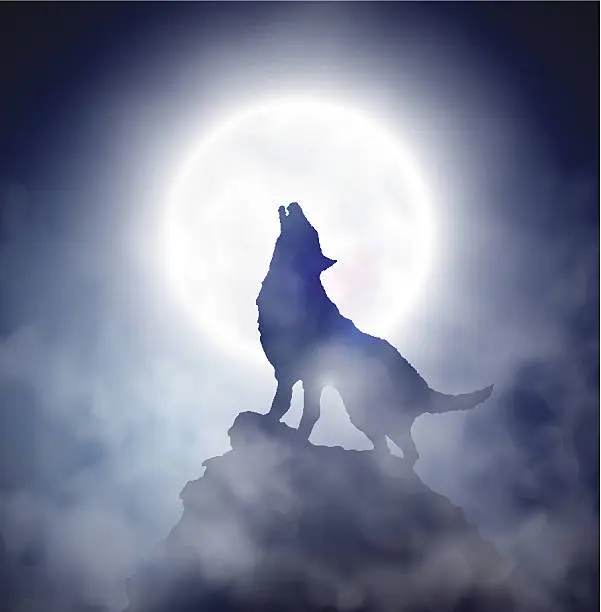 Vector illustration of Howling wolf