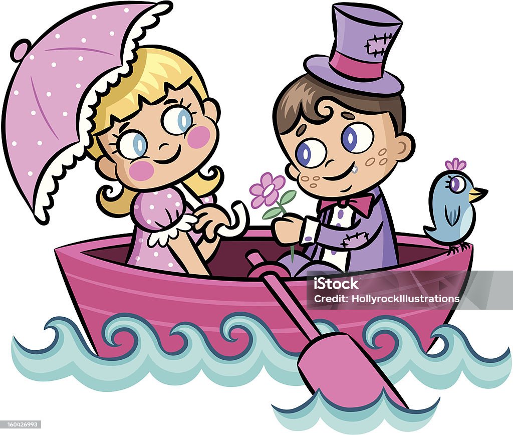 Couple en bateau - clipart vectoriel de Amour libre de droits