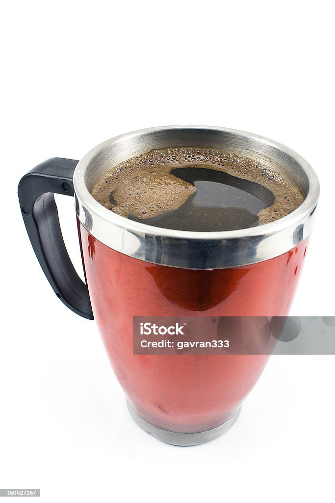 Vermelha xícara de café com bebida thermos - Foto de stock de Alumínio royalty-free