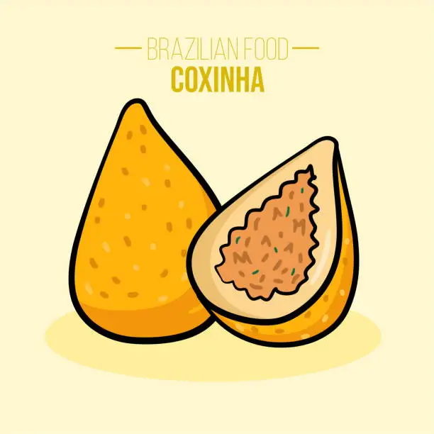 Vector illustration of Coxinha de frango, galinha, chicken Brazilian food - Fried