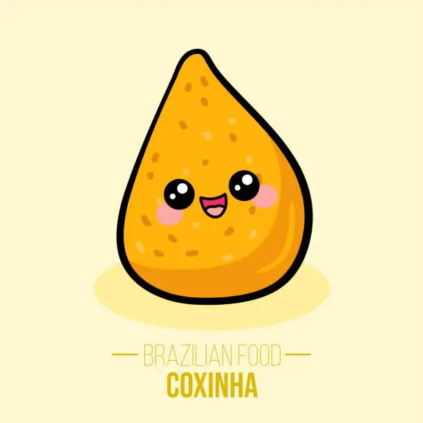 Vector illustration of Coxinha de frango, galinha, chicken Brazilian food - Fried