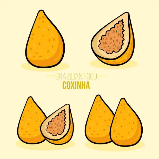 Vector illustration of Coxinha de frango, galinha, chicken Brazilian food - Fried