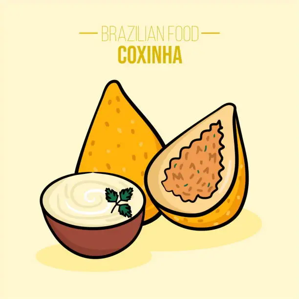 Vector illustration of Coxinha de frango, galinha, chicken Brazilian food - Fried