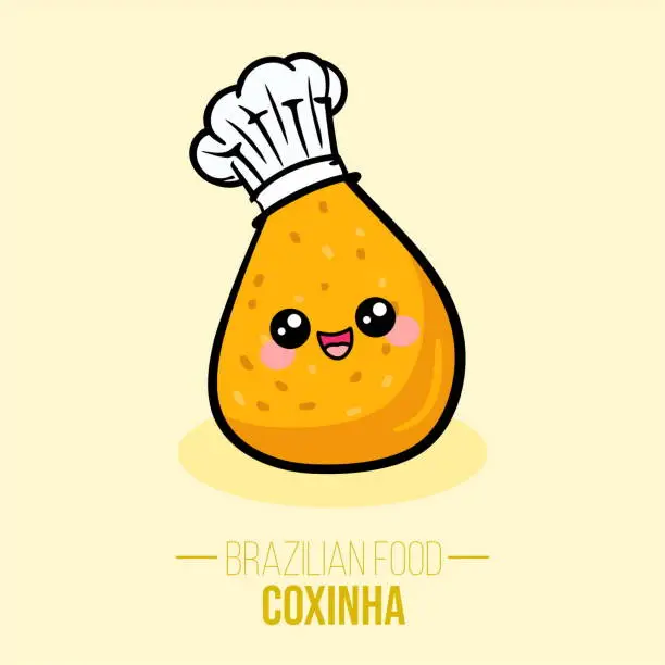 Vector illustration of Coxinha de frango, galinha, chicken Brazilian food - Fried