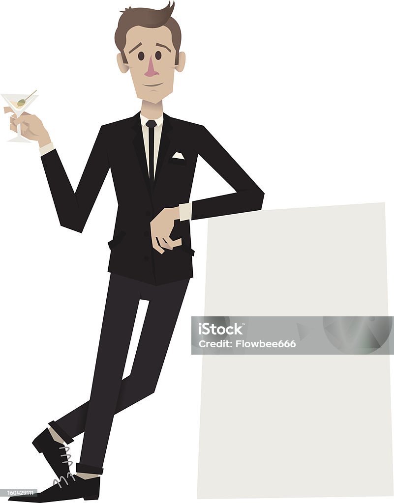 Mann im Anzug auf Schiefer Schild - Lizenzfrei Martini Vektorgrafik