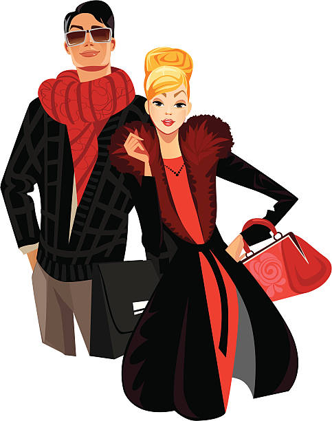 fashion men and woman vector art illustration
