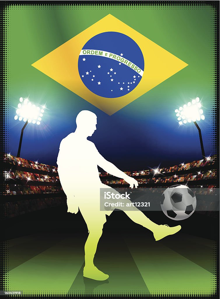 Brasil Jogador de futebol no estádio de fundo - Royalty-free Adulto arte vetorial