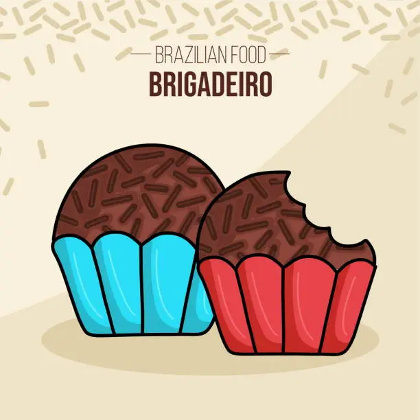 Vector illustration of Set of Brigadeiro Brasil - Brazil - Brazilian chocolate food