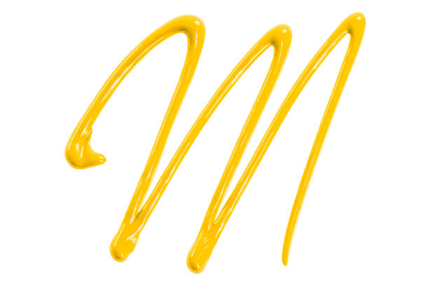 istock Yellow watercolor drop zigzag isolated on white background. 1604335056