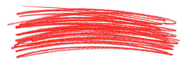 istock Red pencil strokes isolated on white background. 1604336497