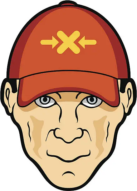 Vector illustration of Man head and baseball cap