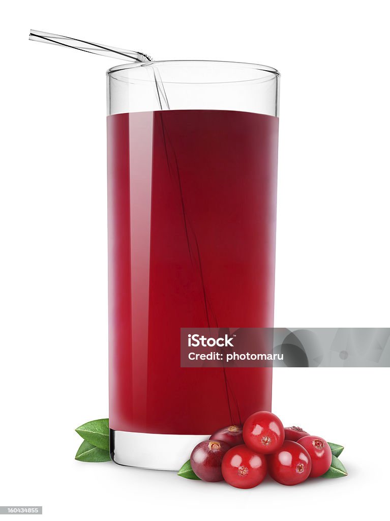 Tall glass of cranberry juice with a straw Glass of cranberry juice isolated on white. Cranberry Juice Stock Photo
