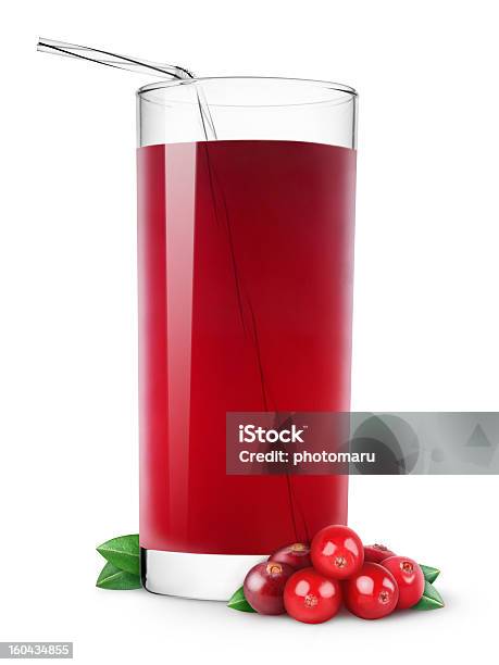 Tall Glass Of Cranberry Juice With A Straw Stock Photo - Download Image Now - Cranberry Juice, Cut Out, White Background