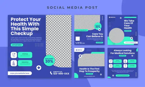 Vector illustration of Health clinic and medical social media post template