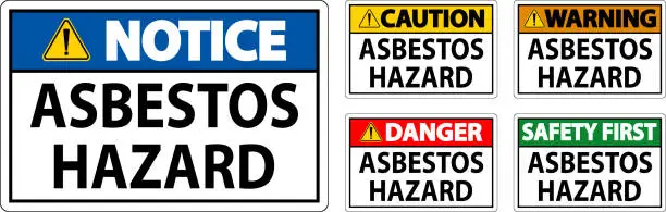 Vector illustration of Asbestos Warning Signs Asbestos Hazard Area Authorized Personnel Only