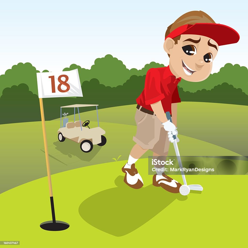 Young jugador de golf - arte vectorial de Golf libre de derechos