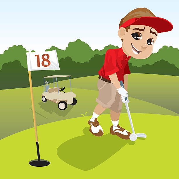 젊은 골프 퍼팅 - golf putting determination focus stock illustrations