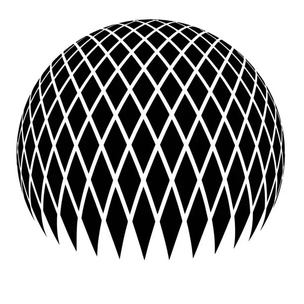 Vector illustration of 3D Ball with half tone pattern