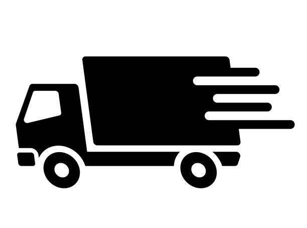 ilustrações de stock, clip art, desenhos animados e ícones de moving delivery truck icon material - car transporter semi truck isolated on white truck