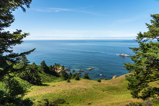 Blues and greens from stunning viewpoint on the Oregon Coast