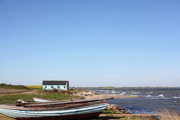 Fishermans boat and hut on Jegindø in Limfjorden, Jutland - Denmark