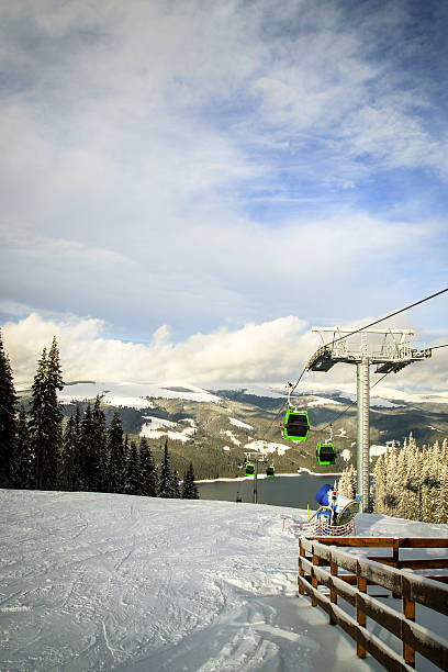 istock Gondola lift in winter scenery 160447158
