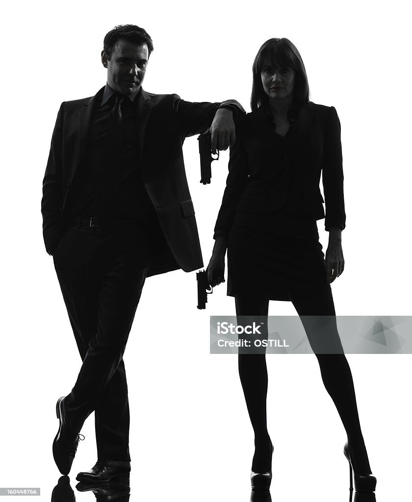 couple homme femme Détective agent secret silhouette criminelle - Photo de Femmes libre de droits