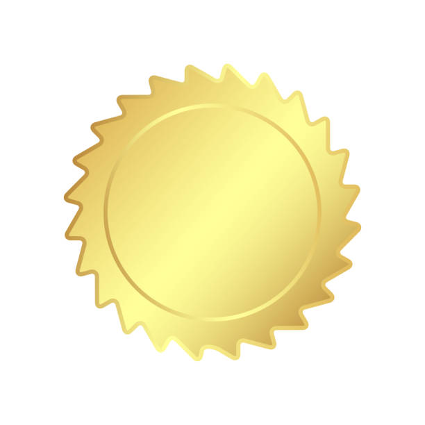 istock Gold badge in the form of a swirling star. 3 D. Vector illustration. 1604494524