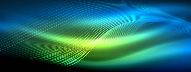 istock Glowing neon wave abstract background - vibrant, luminescent waves pulsate in a captivating and electrifying display 1604507637