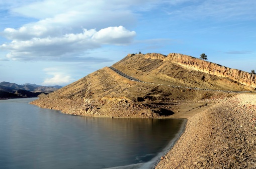 The beautiful Horsetooth Reservoir outside of Fort Collins, Colorado in winter.