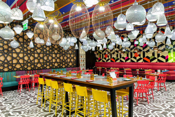 istock Bright interior with many different lamps of original design in Arabic style 1604561141