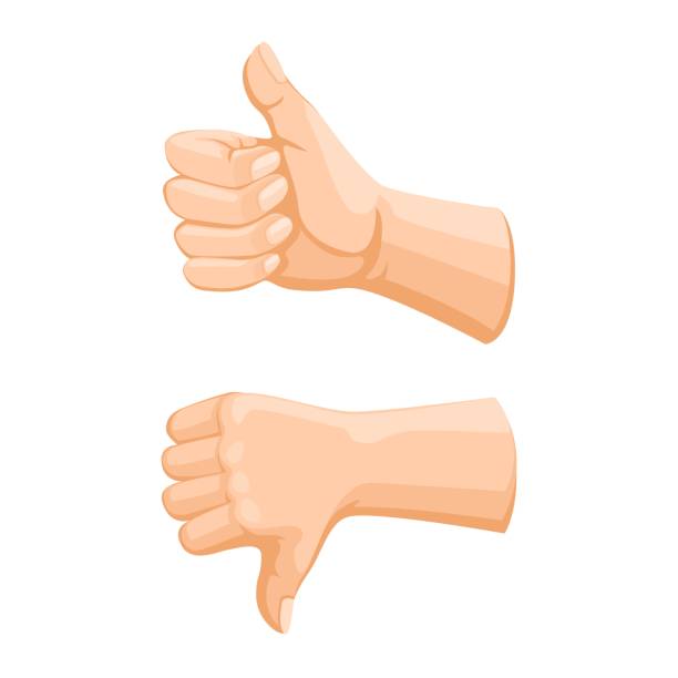 손 엄지손가락 위아래 제스처 기호 만화 그림 벡터 - thumbs up hitchhiking ok human thumb stock illustrations