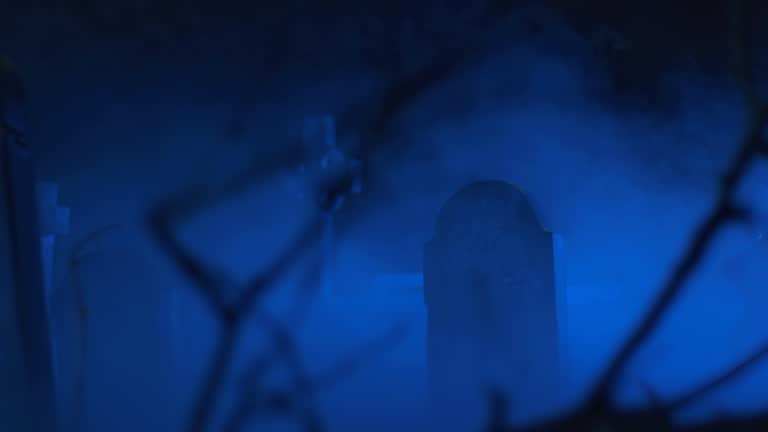 HD DOLLY: Lightning Thunderstorm At Abandoned Cemetery