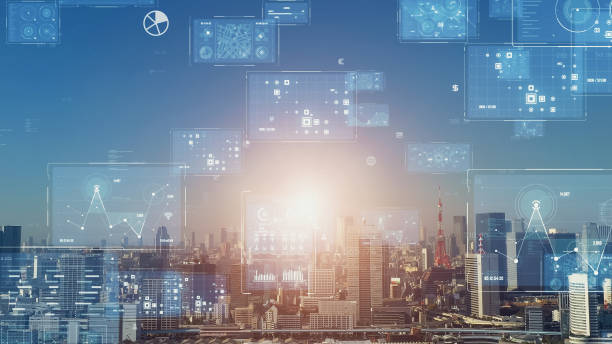 istock Smart city and communication network concept. 5G. IoT (Internet of Things). Telecommunication. 1604579196