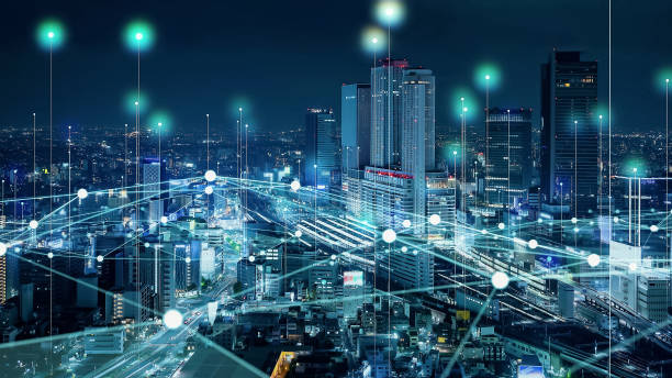 istock Smart city and communication network concept. 5G. IoT (Internet of Things). Telecommunication. 1604580831