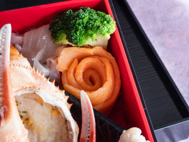 istock Japanese osechi dish. Boiled broccoli and smoked salmon. 1604590592
