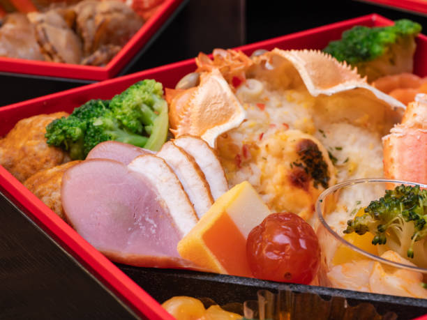 istock A Japanese osechi dish with crab gratin and duck ham. 1604592181