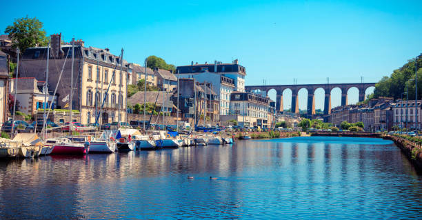 Morlaix city landscape- Brittany in France stock photo