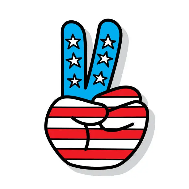Vector illustration of Peace Sign USA Doodle 6