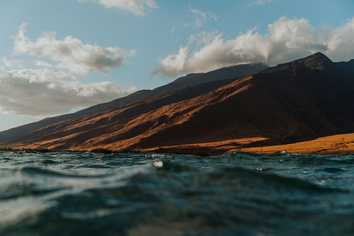 Ocean view of the West Maui Mountains near Lahaina, Maui