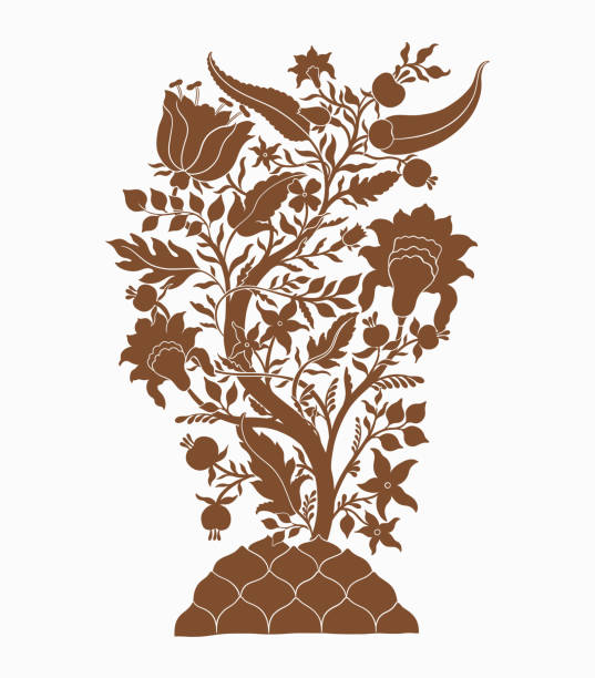 drzewo lotosu - tree decoration flower carpet stock illustrations