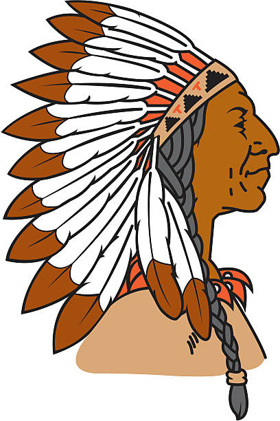 Native American Man A Native American man wearing a feather headdress headdress stock illustrations