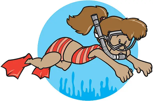 Vector illustration of Snorkeling Girl