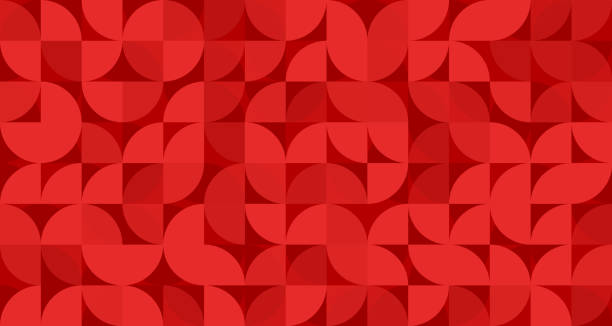 Seamless red Bauhaus circle pattern background wallpaper vector art illustration
