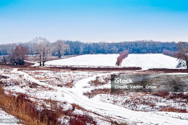 첫 번째 인공눈 시골길 풍경 0명에 대한 스톡 사진 및 기타 이미지 - 0명, 겨울, 경관